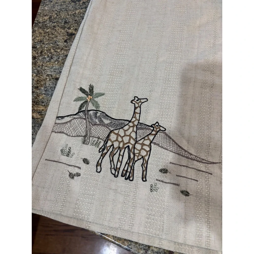 Vtg Alfred Dunner Womens‎ Skirt Size 16 Beige Giraffe Embroidered Maxi Safari